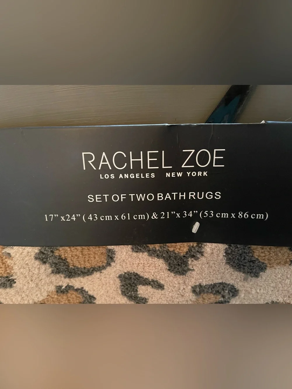 Rachel Zoe Bath Mat Set - Leopard - 17”x24” & 21”x34” Brand New